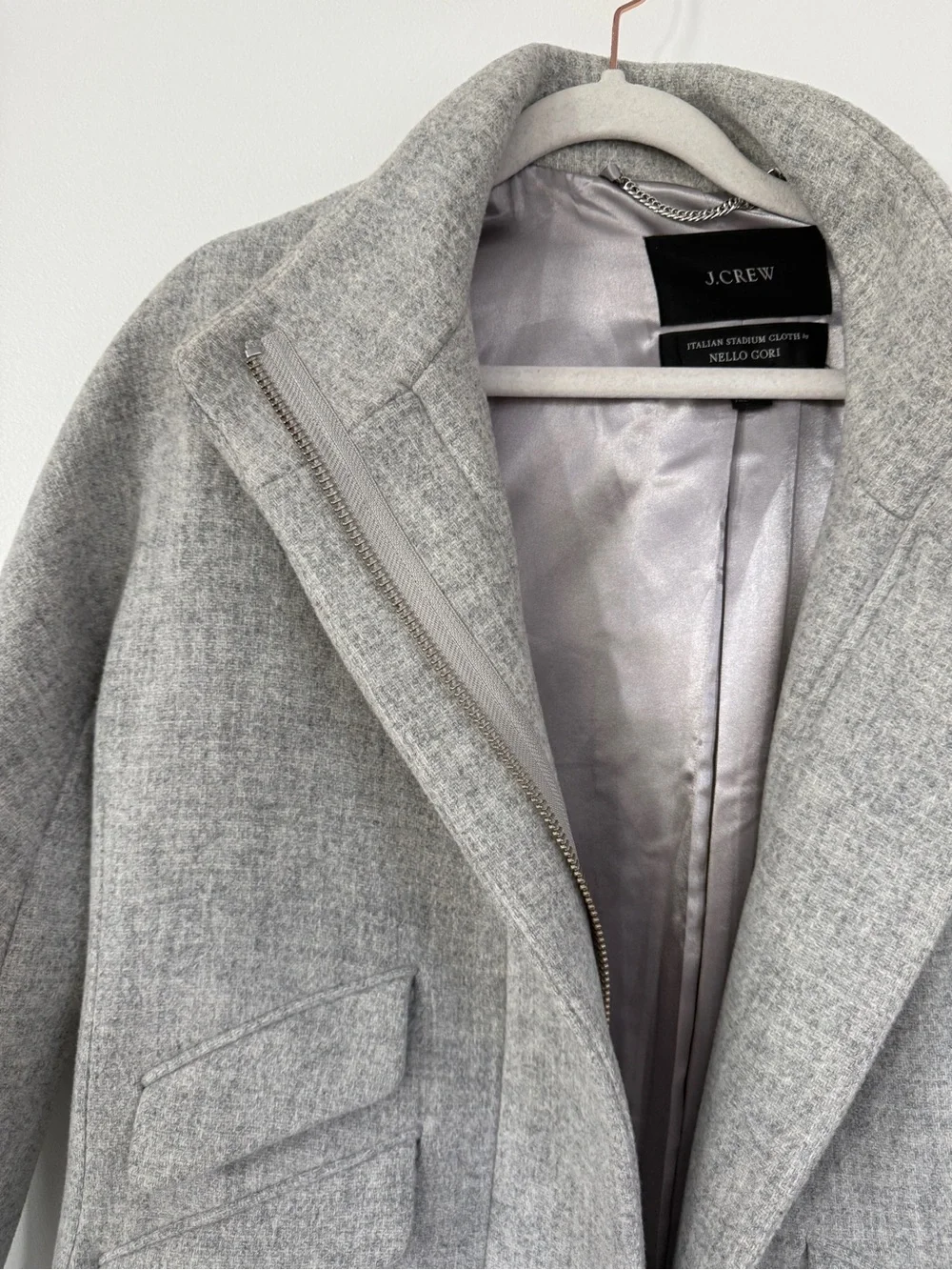 J. Crew Light Gray Wool-Blend Pea Coat with Stand Collar - Picture 3 of 6